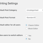 Set Writing Settings to use Classic Editor only